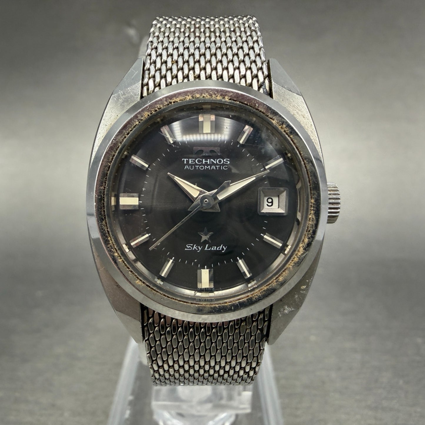 Technos Sky Lady Watch Women 24mm Black Dial Steel Date Automatic  Runs0