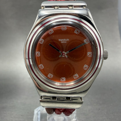 Swatch irony Medium TRICORD Watch Women 33mm Orange Dial Steel YLS175G New Batt0