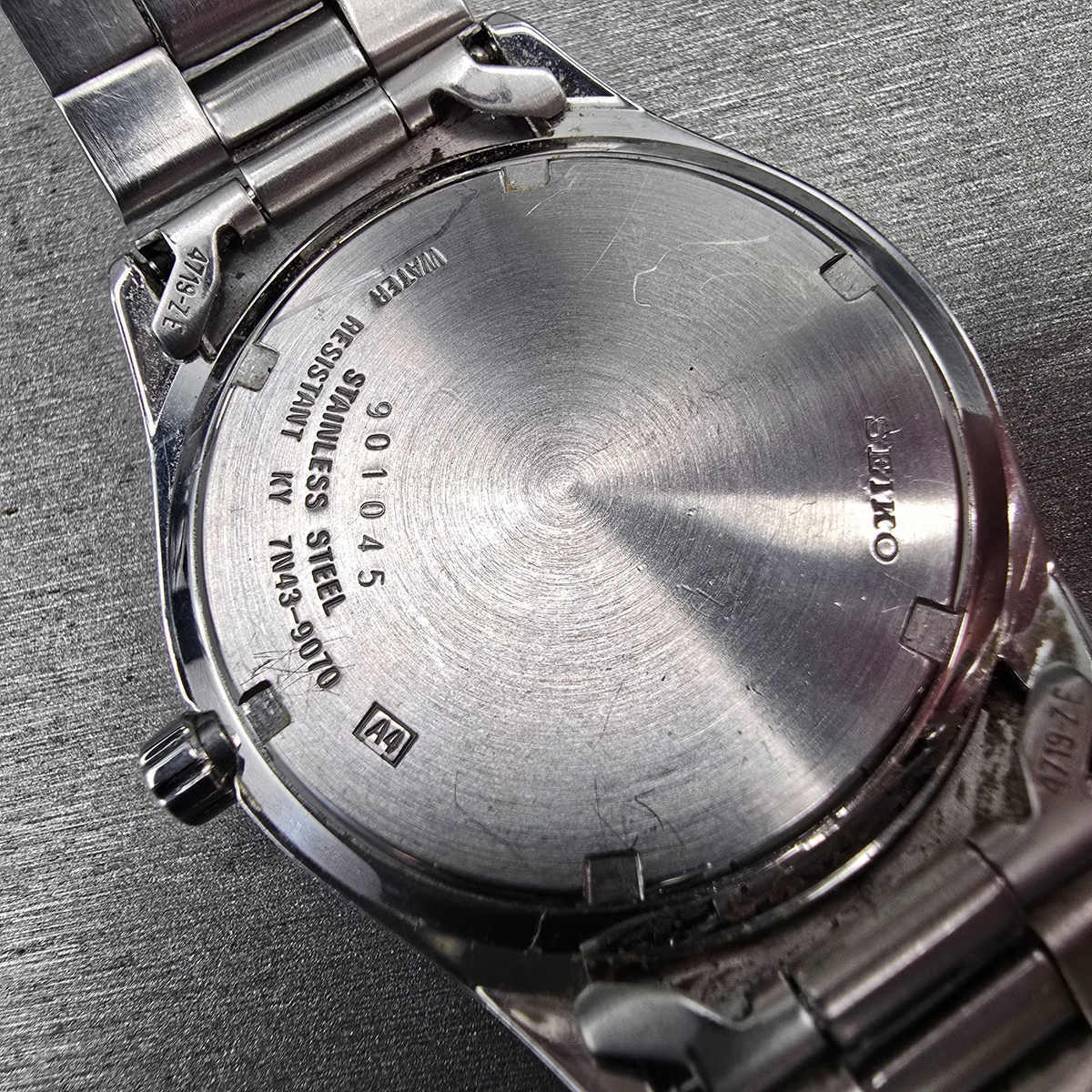 Seiko Watch Men 37mm Black Dial Silver Daydate Round 7N43-9070 New Battery JP210