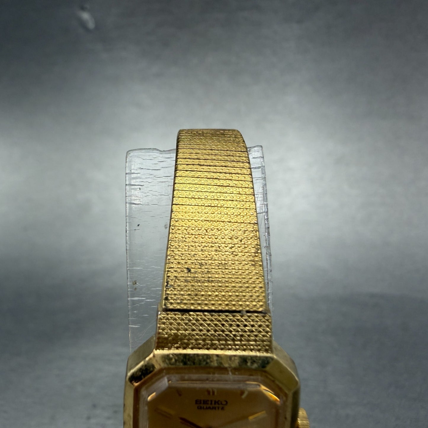 Seiko Watch Women 17mm Champagne Dial Gold Tone Octagon 4N00-5139 New Batt VTG4