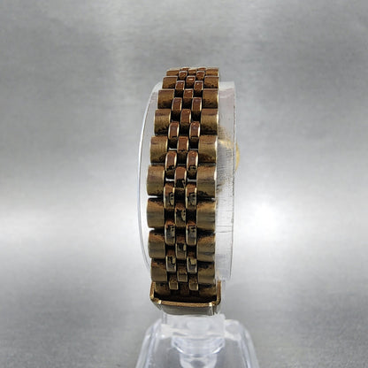 Seiko Watch Women 24mm Gold Dial Gold Tone Daydate Round 7N830041 New Battery7