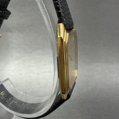 Seiko Lassale Tank Watch Women 20mm Champagne Dial Gold Tone 6730-5299 New Batt3