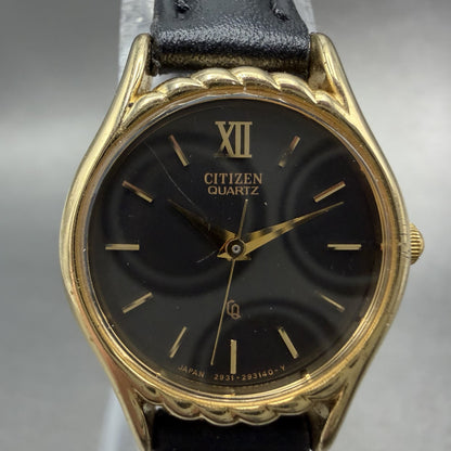 Citizen CQ Watch Women 21mm Black Dial Gold Tone Round 2931-292154 New battery1