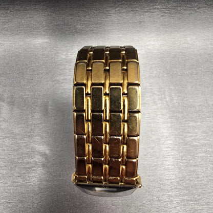 Seiko Lassale Tank Watch Men 22mm Black Dial Gold Rectangle 5E20-5009 New Batt4