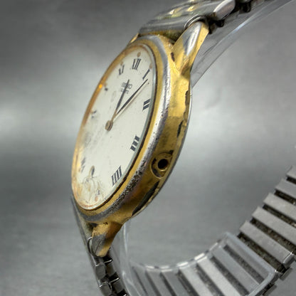 Seiko Watch Men 34mm White Dial Gold Tone Date Round 5Y39-8059 PARTS3