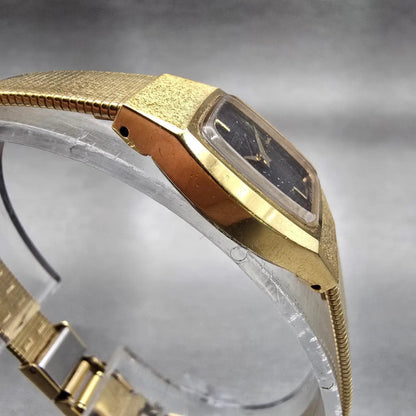 Seiko Watch Women 16mm Blue Dial Gold Tone Oval 2C20-6450 New Battery Vintage3