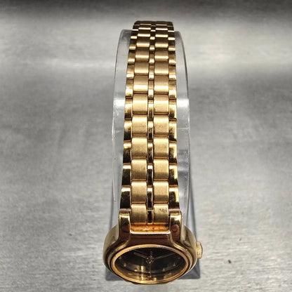 Seiko SX Watch Women 19mm Black Dial Gold Tone Round V401-0281 New Battery VTG4