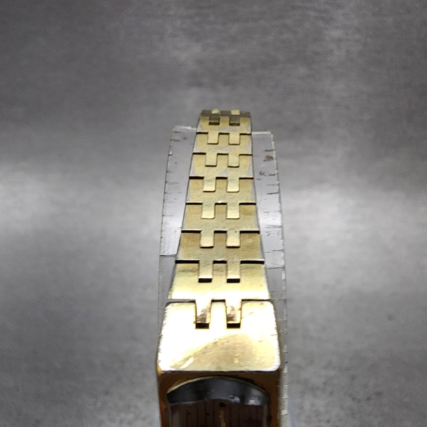 Seiko Tank Watch Women 13mm Silver Dial Gold Tone Rectangle Manual Wind Runs4
