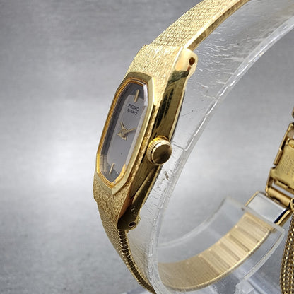 Seiko Watch Women 13mm Gray Dial Gold Tone Rectangle 2E205850 New Battery2