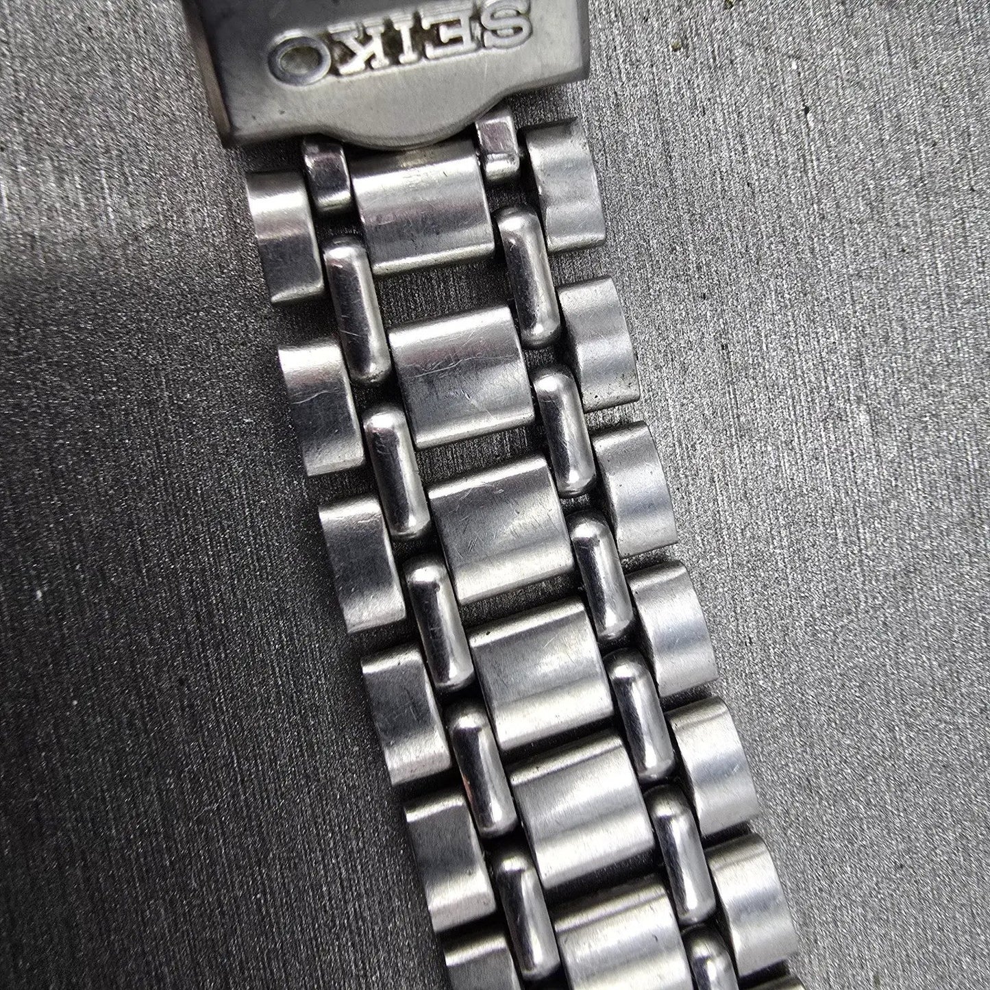 Seiko Bracelet 17mm Stainless Steel Silver Tone Tri Folding Clasp VTG Japan6
