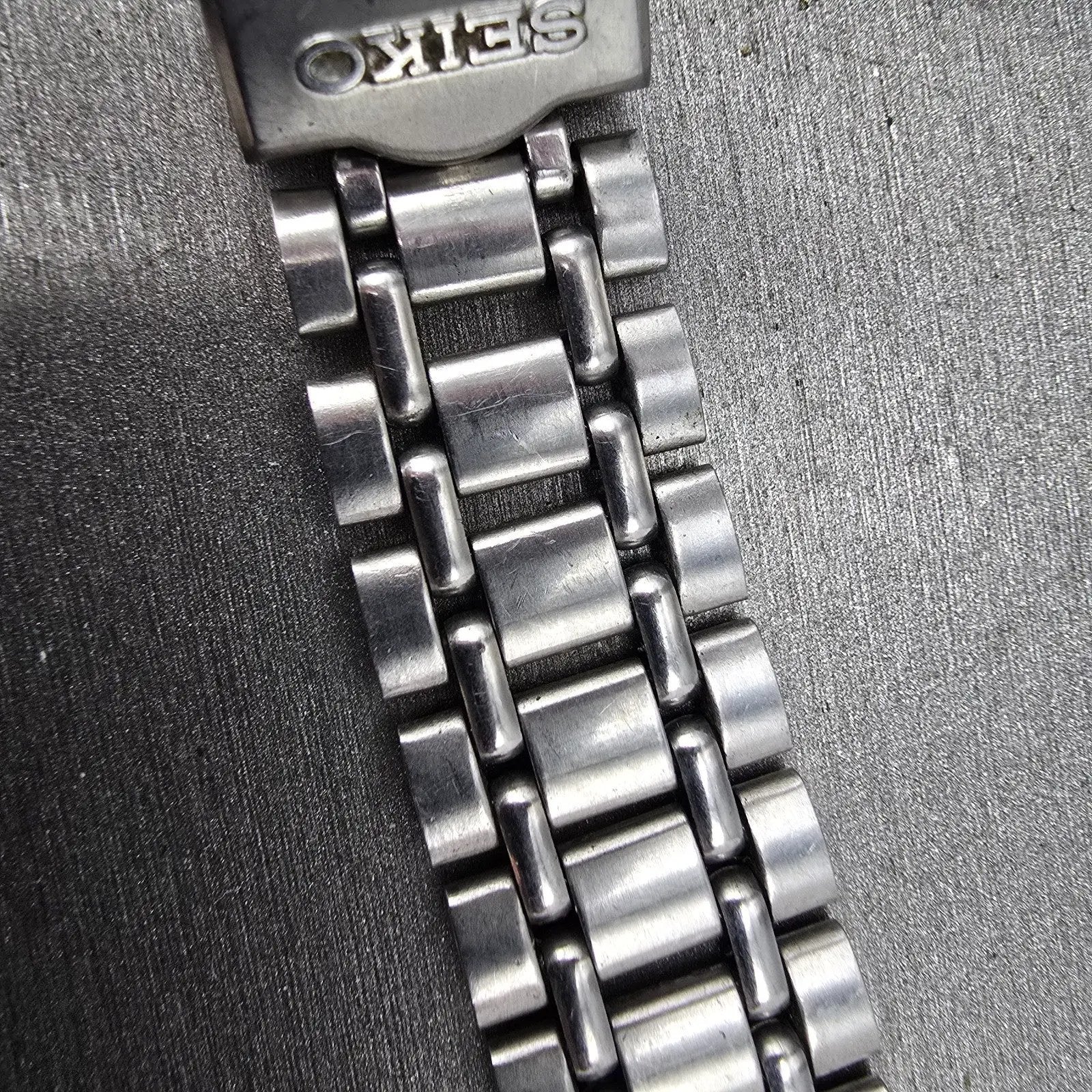 Seiko Bracelet 17mm Stainless Steel Silver Tone Tri Folding Clasp VTG Japan6
