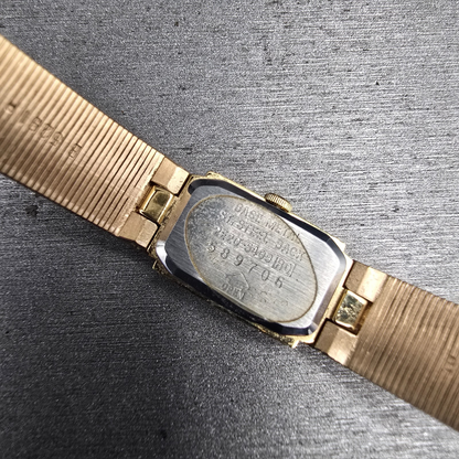 Seiko Tank Watch Women 12mm Gold Dial Gold Tone Rectangle 2E20-5409 New Battery10