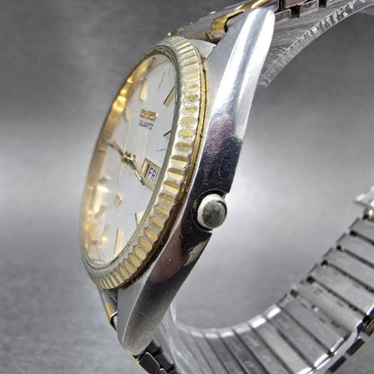 Seiko President Watch Men 36mm White Dial Two Tone Daydate 5H23-8020 SQ PARTS3