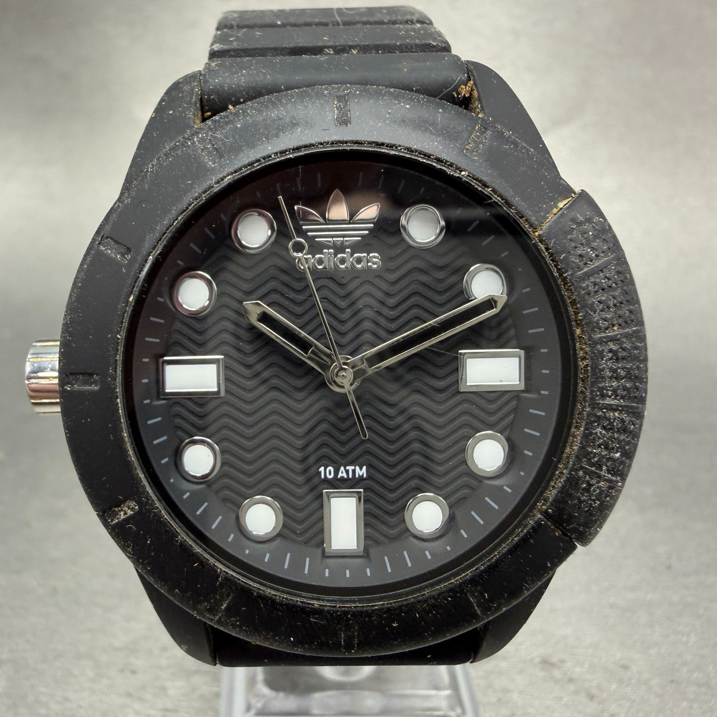 Adidas Watch Men 44mm Black Dial Black Tone ADH3101 Round New Battery0