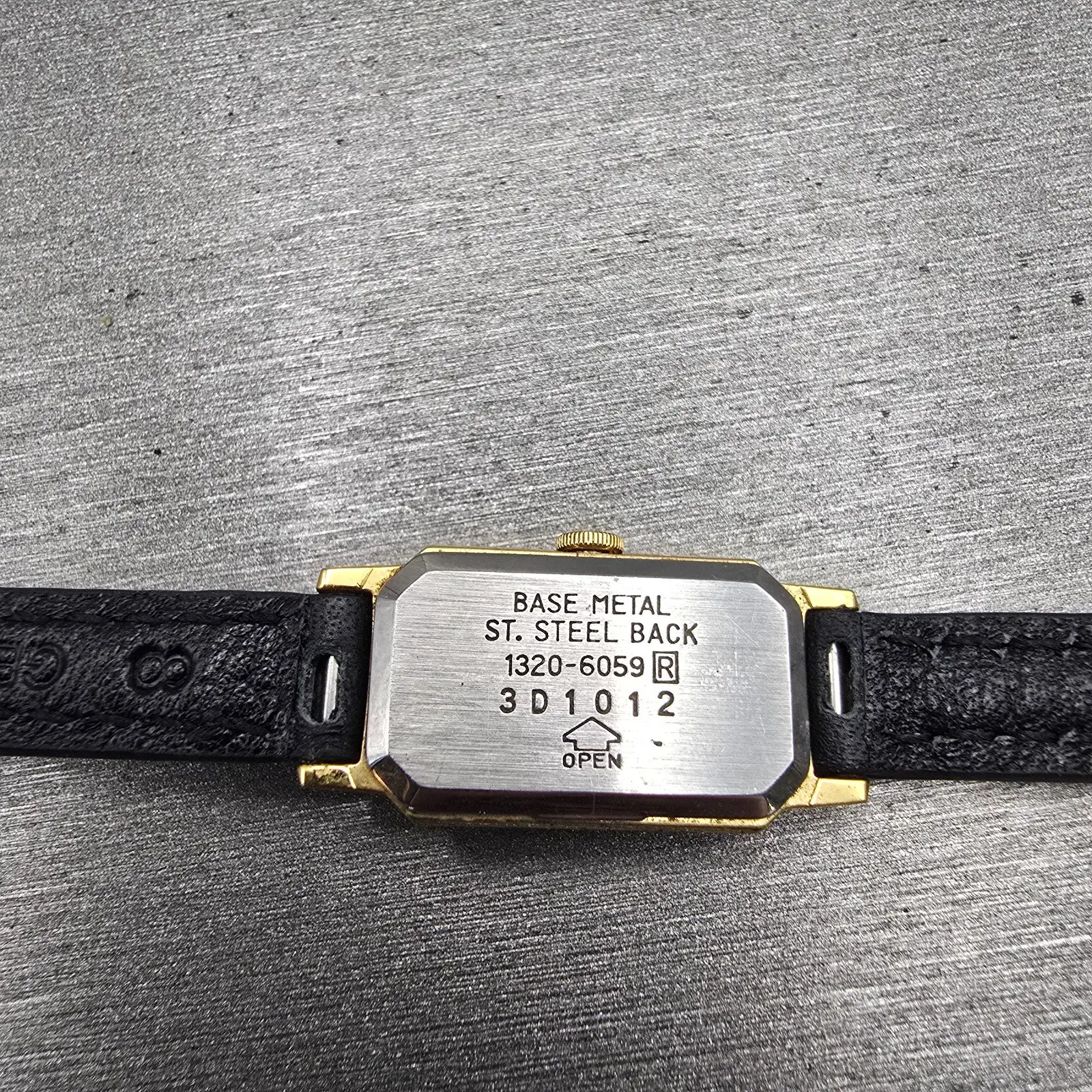 Seiko Watch Women 13mm Gold Dial Gold Tone Rectangle 1320-6059 New Battery VTG10