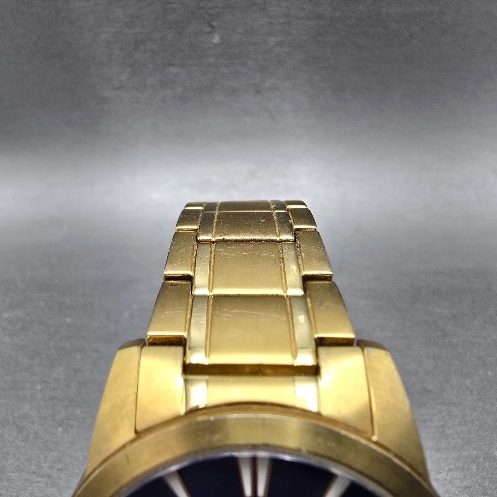 Technos Solar Watch Men 38mm Blue Dial Gold Tone Titanium Round T9A94 Runs5