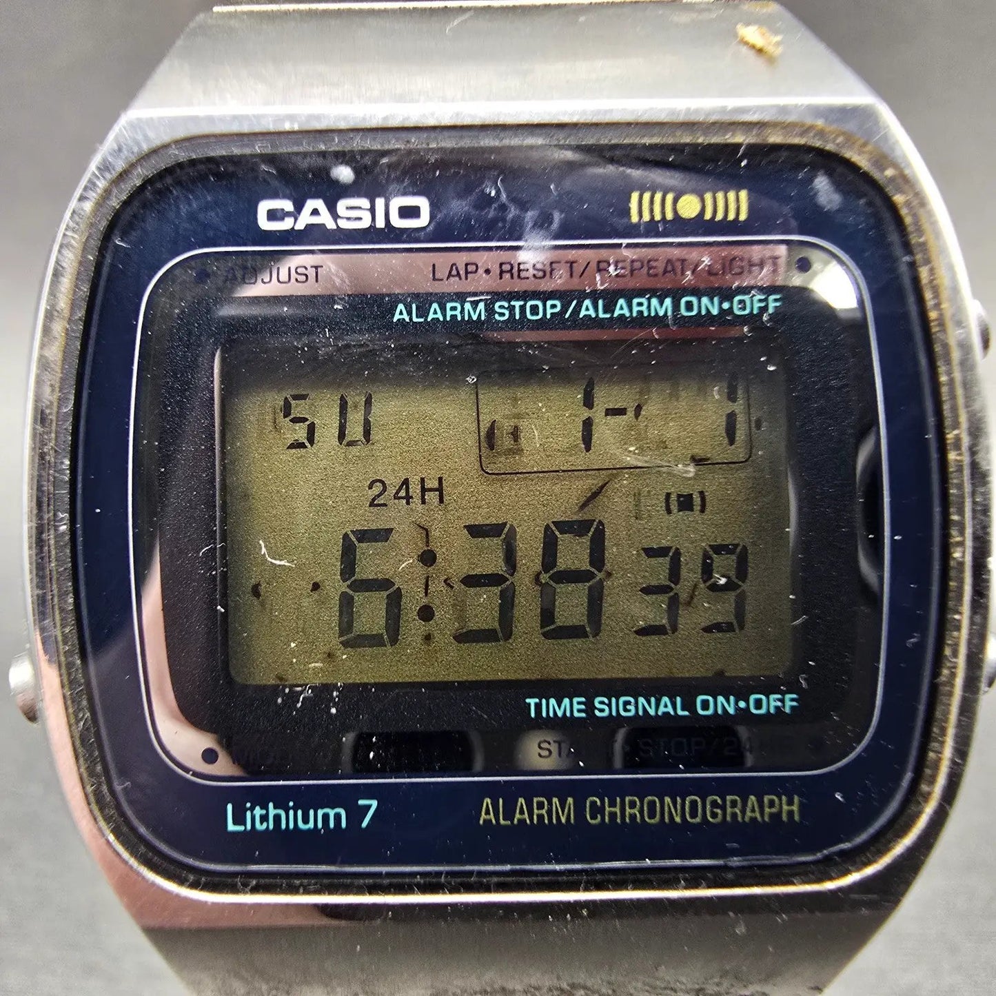 Casio S003 Watch Men 36mm Blue Dial Silver Rectangle Alarm Chronograph New Batt3