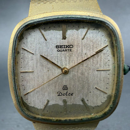 Seiko Dolce Watch Men 31mm Silver Dial Gold Tone 9641-5040 New Battery Vinatge1