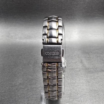 Seiko Coutura Watch Women 26mm MOP Dial Two Tone Date Diamond 7N82-0CG0 NewBat p7