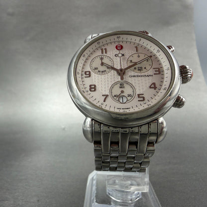 Michele CSX Chronograph Watch Women 39mm White Dial Steel Date Round New Battery5