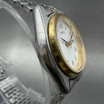 Seiko Watch Women 25mm White Dial Two Tone Daydate 7n830011 Round New BatteryBA3