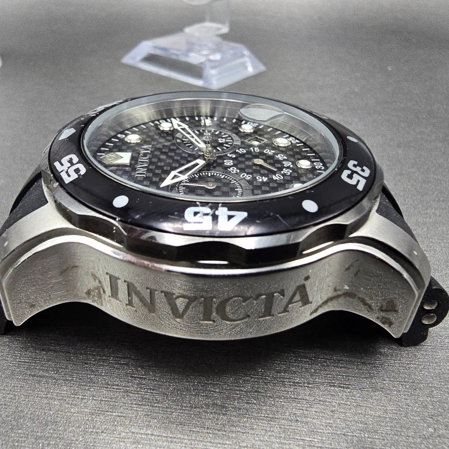 Invicta Pro Diver Chronograph Watch Men 48mm Black Dial Silver Tone Date New Bat4