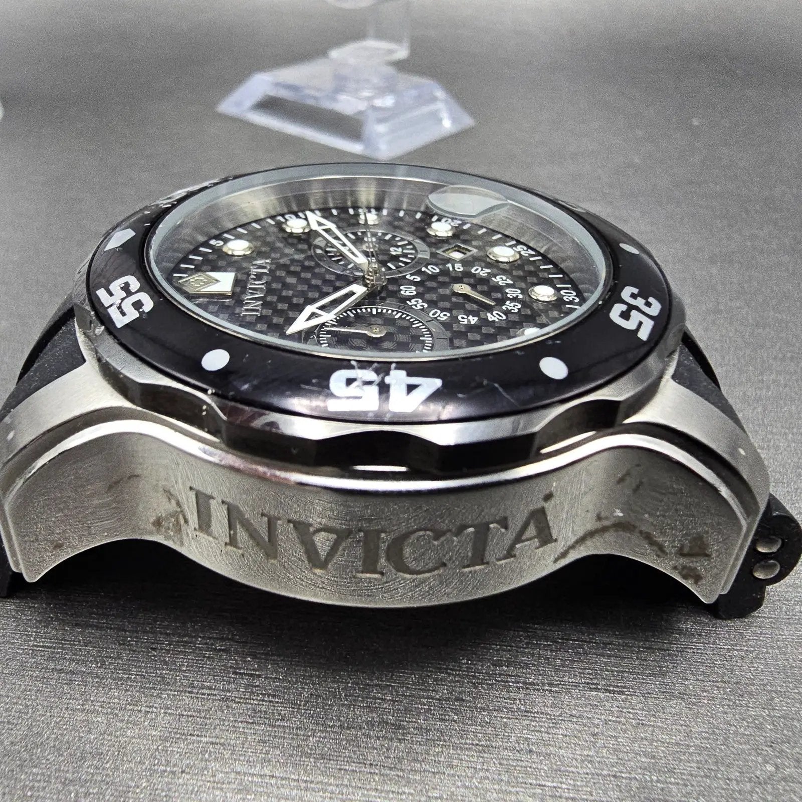Invicta Pro Diver Chronograph Watch Men 48mm Black Dial Silver Tone Date New Bat4