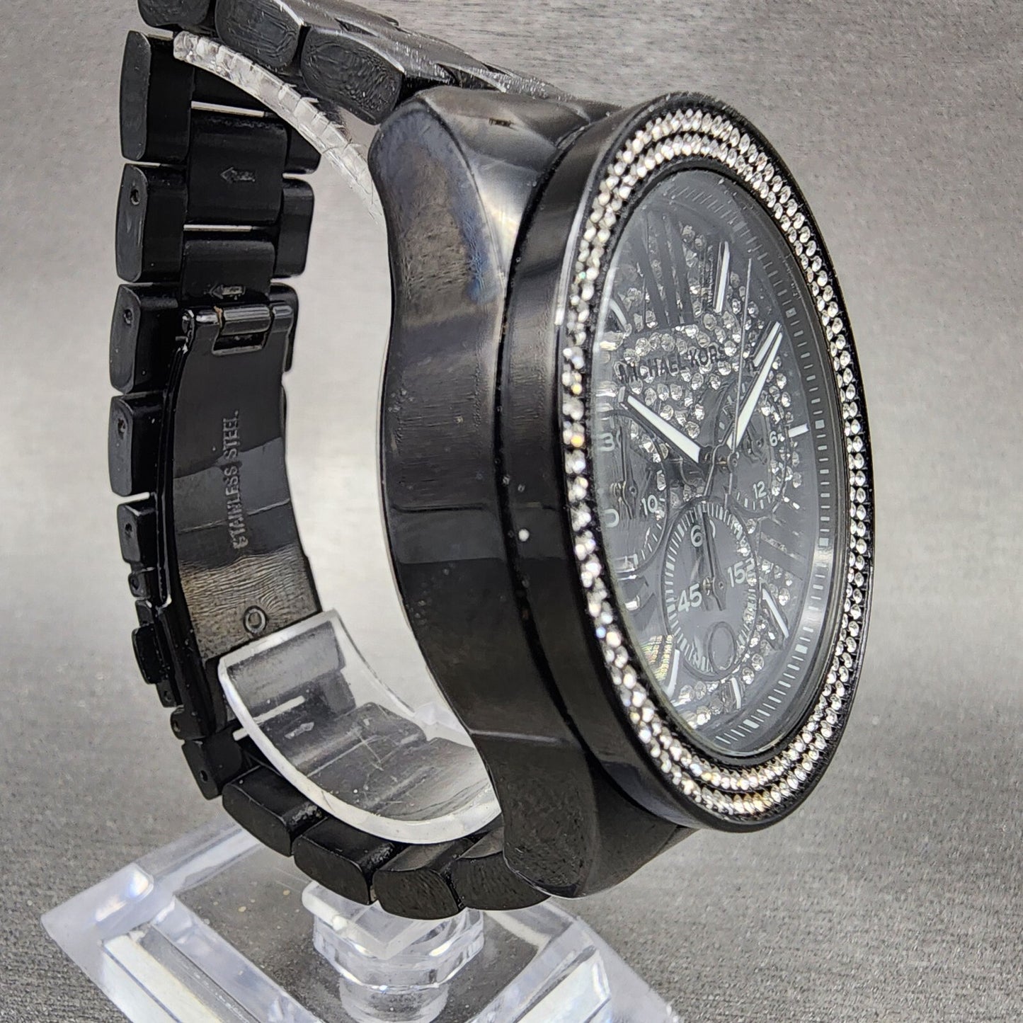 Michael Kors Wren Chronograph Watch Women 41mm Crystal Dial Black Date Newbat3