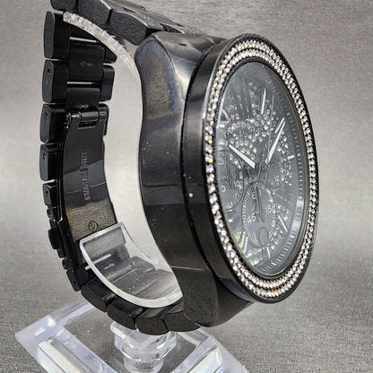 Michael Kors Wren Chronograph Watch Women 41mm Crystal Dial Black Date Newbat3