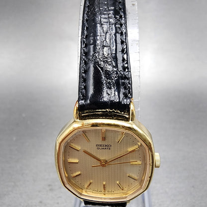 Seiko Watch Women 24mm Champagne Dial Gold Tone Octagon 14215240 New Battery4