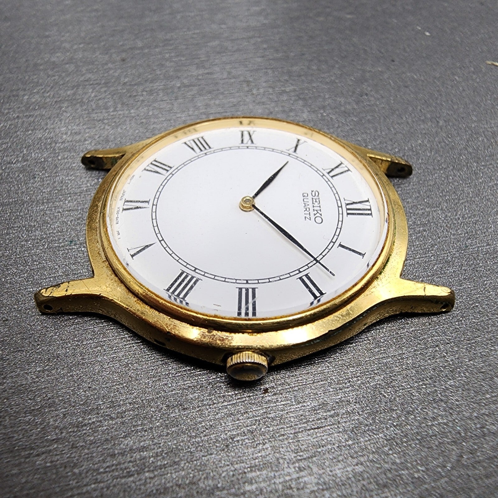 Seiko Watch Men 34mm White Dial Gold Tone Round V7008A10 New Battery4