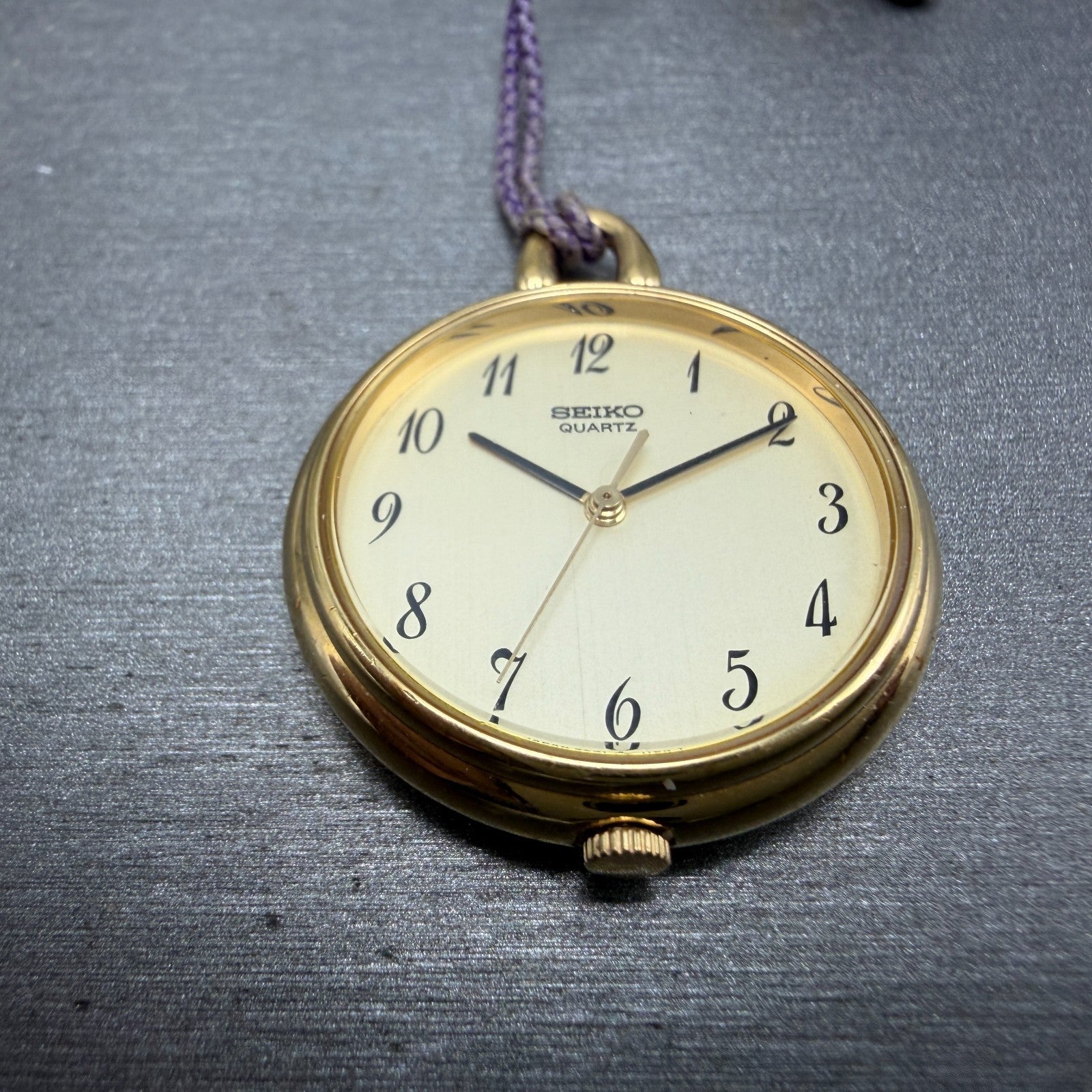 Seiko Pocket Watch Women 27mm Champagne Dial Gold Tone 2C21-0300 New Battery3