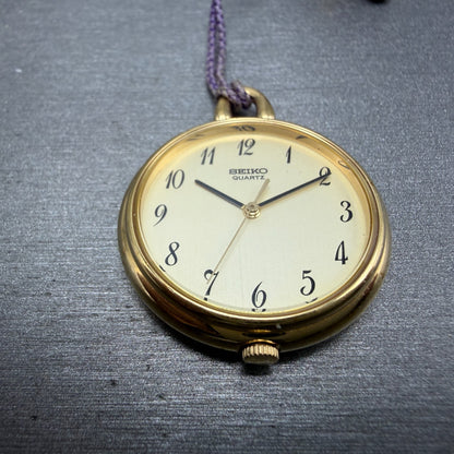 Seiko Pocket Watch Women 27mm Champagne Dial Gold Tone 2C21-0300 New Battery3