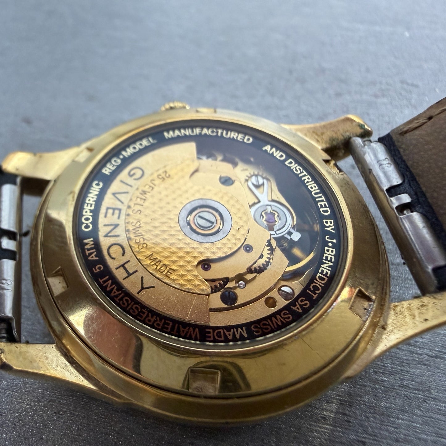 Givenchy Automatic Watch Men 34mm Blue Dial Gold Tone Round Swiss READ!!!!! Runs9
