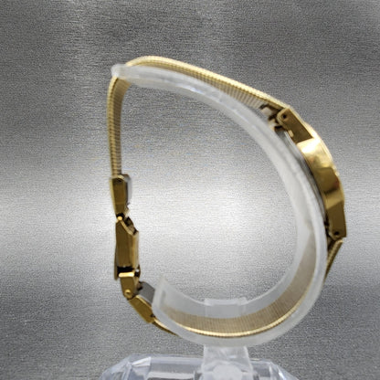 Seiko Watch Women 17mm Gold Dial Gold Tone Oval 1400-5219 New Battery VTG