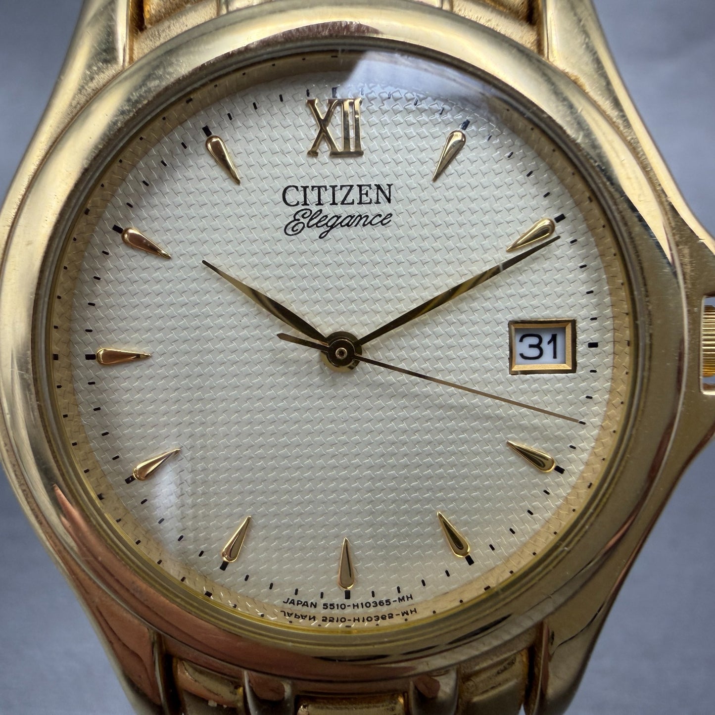 Citizen Elegance Watch Men 34mm Champagne Dial gold Tone Date 5510-H06832 NewBat1