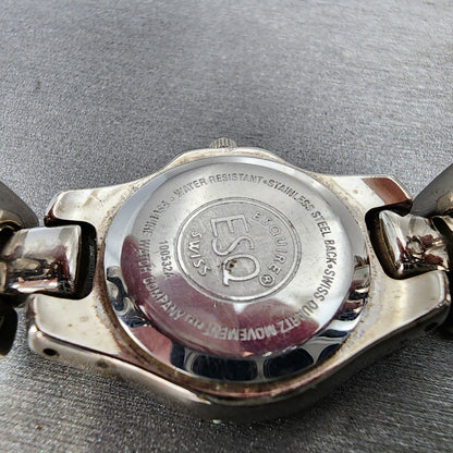 ESQ Watch Women 25mm MOP Dial Silver Tone Round 100532A New Battery9