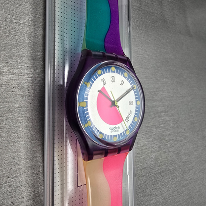 Swatch Scoob-A-Doo Watch Men 34mm Silver Dial Purple Case GV102 New Battery NOS3