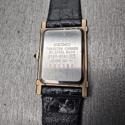 Seiko Exceline Watch Women 18mm Gold Dial Gold Tone Rectangle 2E20-5190 New Batt10