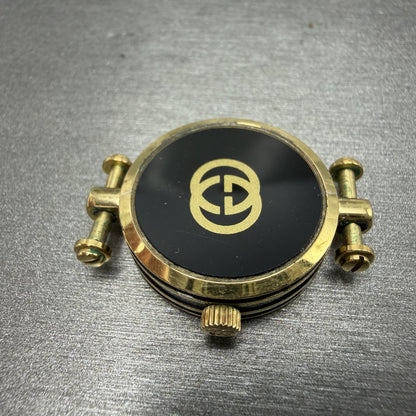 Gucci 2000L Watch Women 22mm Black Dial Gold Plated Round New Battery VTG UNFDH9