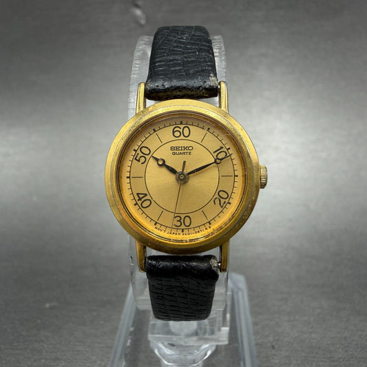 Seiko Watch Women 21mm Champagne Dial Gold Tone Round VTG 4N01-0301 New Battery0