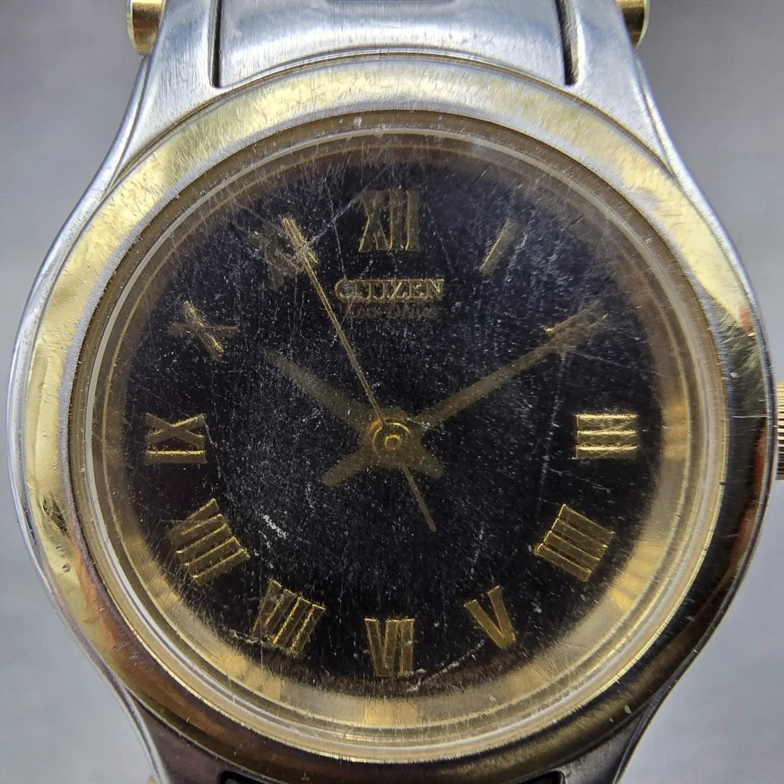 Citizen Eco-Drive Watch Women 25mm Black Dial Two Tone Round E031-S021812 Runs1