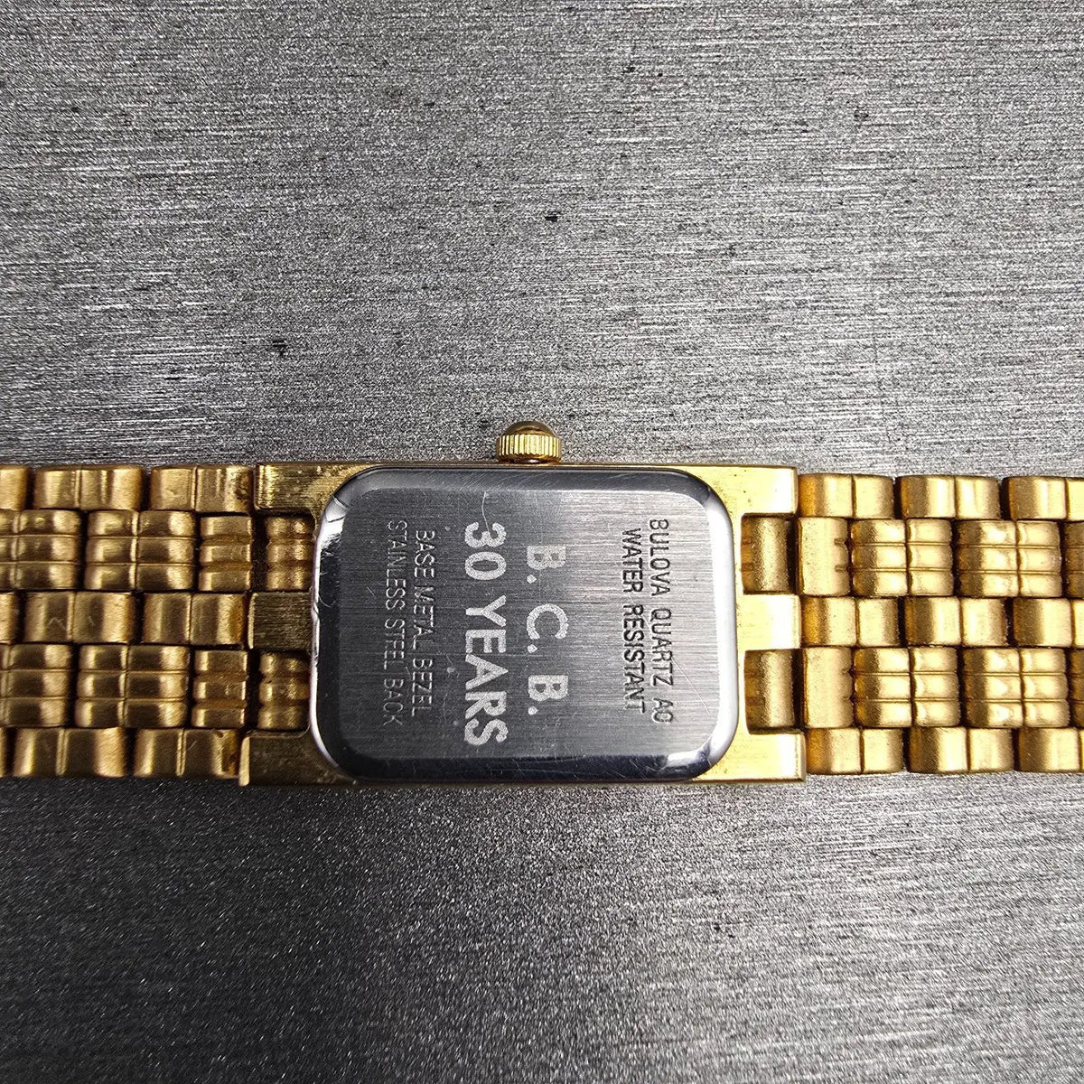 Bulova Tank Watch Women 14mm Gold Dial Gold Tone Rectangle 97P13 New Battery10