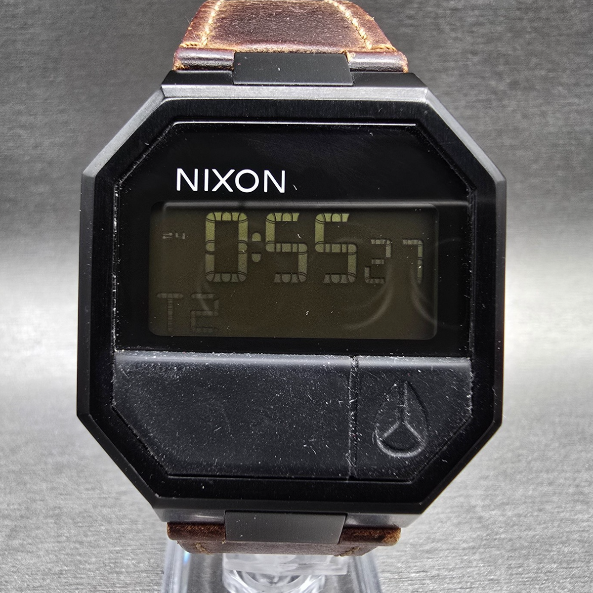 Nixon Re-Run Digital Watch Men 38mm Black Chronograph Alarm New Battery0