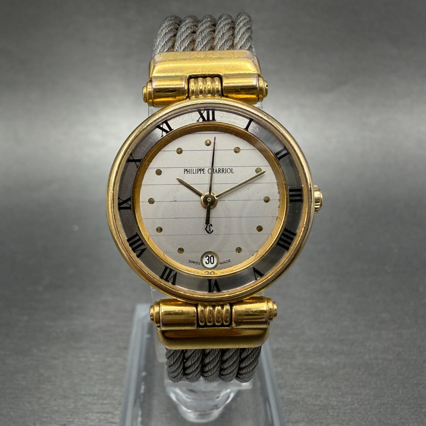 Philippe Charriol Celtic Watch Women 25mm Silver Dial Two Tone Date New battery0