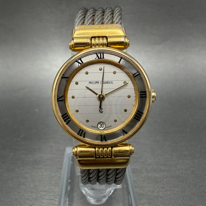 Philippe Charriol Celtic Watch Women 25mm Silver Dial Two Tone Date New battery0
