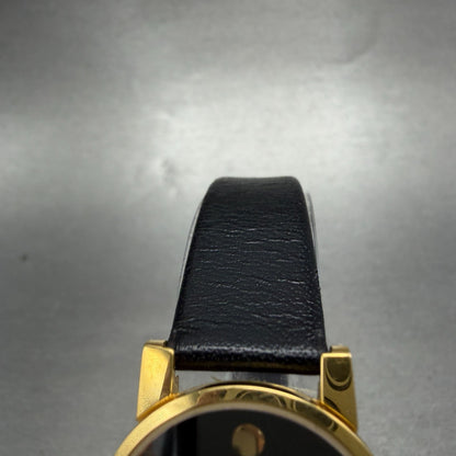 Movado Museum Watch Women 25mm Black Dial Gold Tone Round 87 A1 845 New Battery84