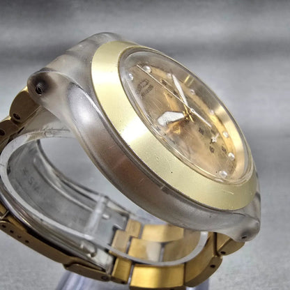 Swatch Irony DIAPHANE FULL BLOODED Chronograph Watch Men Gold Dial READ New Batt3