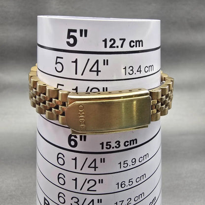 Seiko Watch Women 24mm Gold Dial Gold Tone Daydate Round 7N83-0041 New Battery9