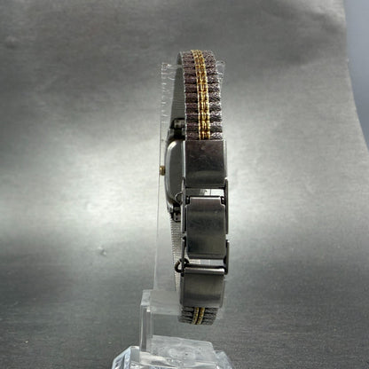 Seiko Tank Watch Women 13mm Gold Dial Gold Tone Rectangle 2E20-6319 New Battery67